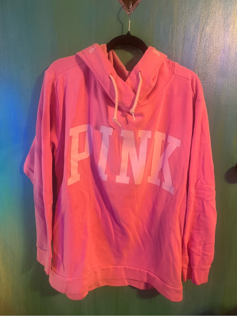 Victoria’s Secret PINK Logo Oversized Pullover Hoodie in Bright Pink